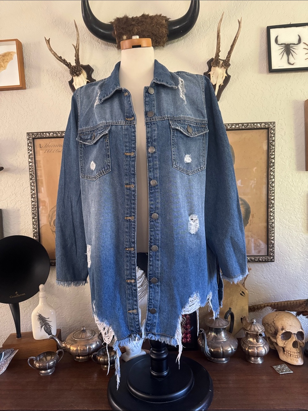 Highway Jeans Distressed Blue Denim Jacket